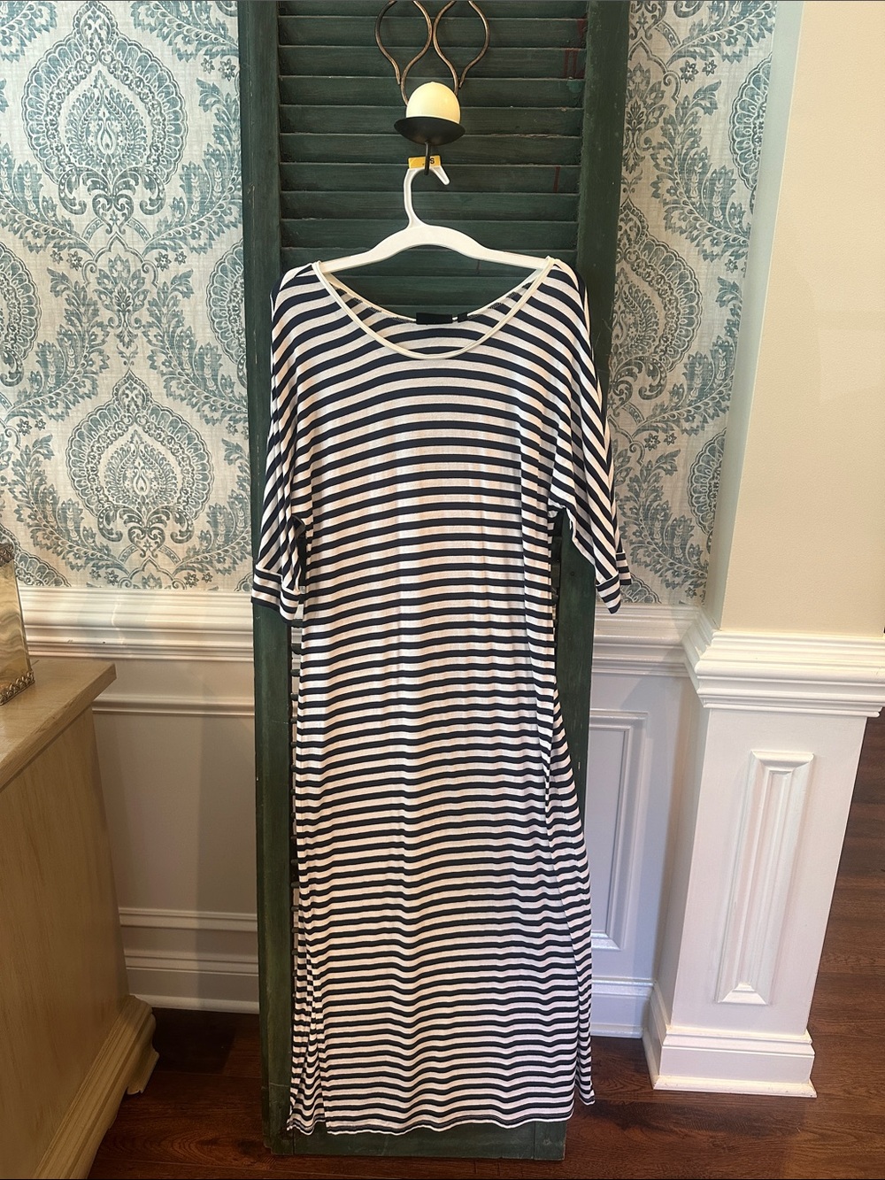 Versona Navy and White Striped Maxi Dress